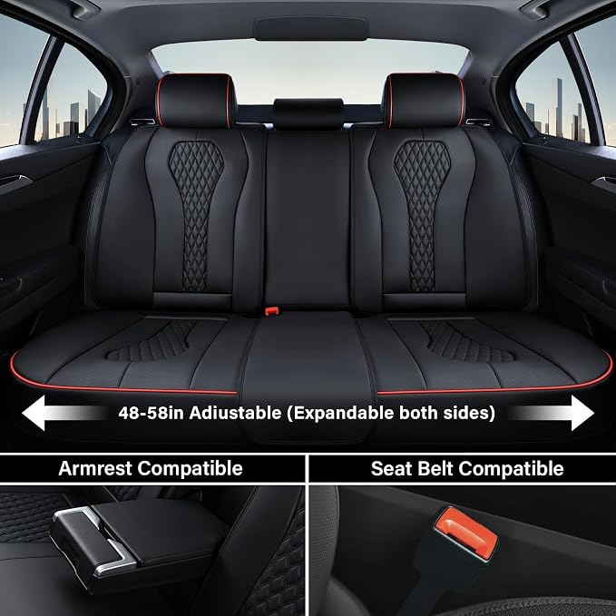 Coverado Automotive Seat Covers 5 Seats, Leather Seat Covers Fullset, Black Car Seat Covers, Luxury Car Seat Covers, Seat Cushion, Driver Seat Covers, Car Seat Protector Universal Fit Most Cars
