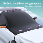 Car Windshield Sun Shade, Thickened 2-in-1 Car Sun Shade & Snow Shield, All-Season Windshield Cover with Reflective Strips and Rearview Mirror Protectors, Universal for Most Cars (Black)