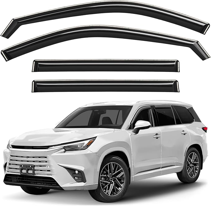 GrandWheel Window Deflectors Smoke Tinted in-Channel Side Window Vent Visor Deflectors Rain Guards Compatible with TX 2024-2026 - 4pcs. GW0758