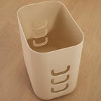 Luup Bathroom Wastebasket, Secure Grocery Bags, Plastic Garbage Container for Vanity, Laundry Room, Kitchen, Office, 2.5 Gallon, Beige, Made in USA