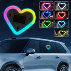 Upgrade Car Light LED Ambient Lights Heart Solar Lights Solar-Powered Heart-Shaped Neon Lights for Car Window Decorative 5 Modes Interior Outdoor Decor (Rainbow-2Pcs)