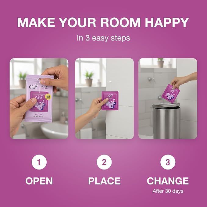 AER Power Pocket Berry Rush Solid Gel Air Freshener for the Entire Home with Long Lasting Scent Pack of 6