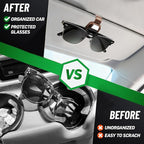 2 Pack Sunglasses Holder for Car, One-Handed-Operation Visor Sunglass Holder Clip, Easy Access Storage for Driving,Universal Fits (Textured Brown)
