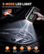16-in-1 8000A Car Battery Jump Starter with Air Compressor 160PSI, Jump Starter Jump Box (All Gas 12L Diesel) with Portable Jumper Cables, Auto-Shutoff Tire Inflator, Gloves, Tow Rope