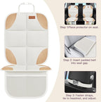 Car Seat Protector, 2Pack Seat Protector Protect Child Seats with Thickest Padding and Non-Slip Backing Mesh Pockets for Baby and Pet,Sedan SUV Truck (Beige Brown)