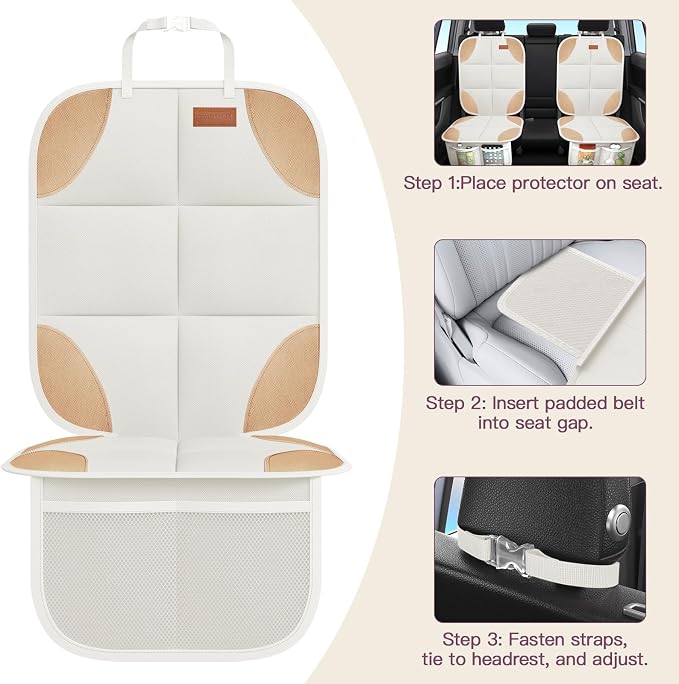 2 Pack in Gift Box Car Seat Protector, Seat Cover with Mesh Storage Pockets, Non-Slip Backing, Protective Car Seat Mat for Sedan SUV Truck