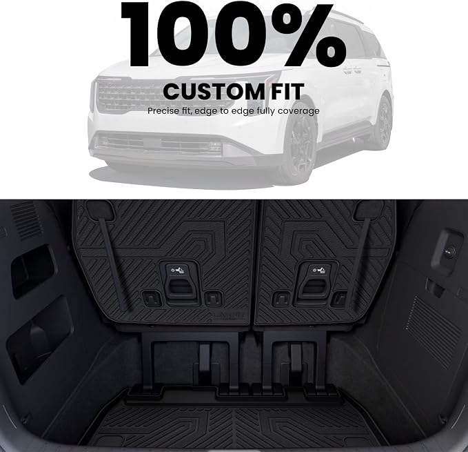 Cargo Mat & Backrest Mats for Kia Carnival 2026 2025 2024 2023 2022 / Kia Carnival Hybrid 2025-2026, All Weather TPE Custom Fit Mats Car Trunk Mat Cargo Liner Accessories, Black