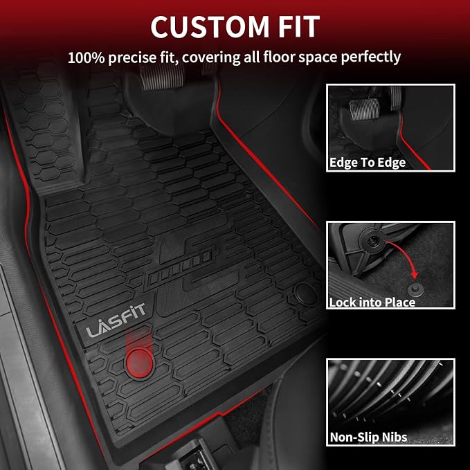 Floor Mats and Trunk Mat for Ford Mustang Mach-E 2026 2025 2024 2023 2022 2021 (Cargo Floor in Top Position) All Weather TPE Car Liners, 1st & 2nd Row & Cargo Liner, 4pcs Black