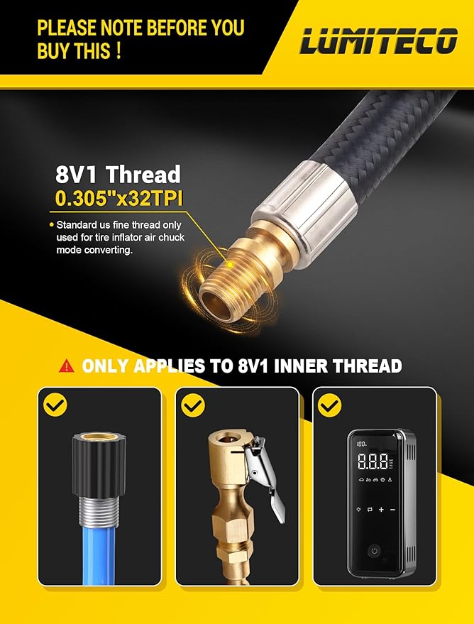 Quick Connect Tire Chuck Hose, Tire Valve Extension Tube w/Presta Valve & Air Pump Ball Needle Set, Air Inflator Pump Hose with Air Chuck Adapter for Portable Air Compressor