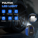 12V DC Tire Inflator - Portable Air Compressor 35L/min, 150 PSI Car Tire Pump with Auto Shut Off, Digital Pressure Gauge and LED Light, Blue