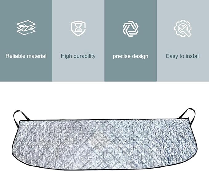 Car Front Windshield Rain Trough Protection Cover, 66.9" x 17.7" Multifunctional Windshield Cover, Sunscreen/Snow Protection/Leaf Protection, Four-Season Universal Protective Covers(Silver)