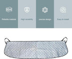 Car Front Windshield Rain Trough Protection Cover, 66.9" x 17.7" Multifunctional Windshield Cover, Sunscreen/Snow Protection/Leaf Protection, Four-Season Universal Protective Covers(Silver)