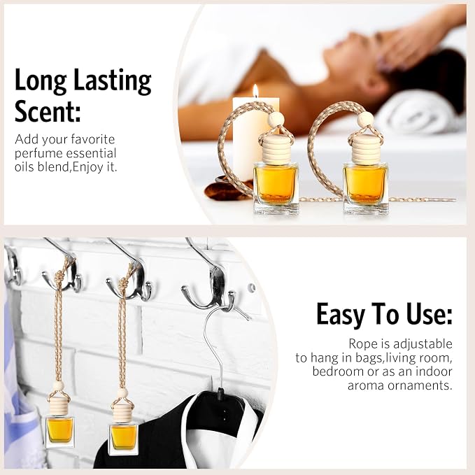 100 Pcs Car Air Fresheners Diffuser with Wooden Cap Empty Aromatherapy Diffuser Clear Car Fragrance Holder Pendant Hanging Perfume Fresheners Bottles for Decor(Cube,Clear)