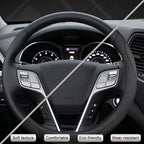Customized Auto Car Steering Wheel Cover for Hyundai,Tucson,Sonata,Elantra,Santa Fe,Genesis,Sonata Hybrid,Azera,Venue,Kona, 14.5-15 inches(Black - Standard Size)
