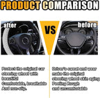 15 Inch Bling Soft Leather Car Steering Wheel Cover, White | Colorful Rhinestones Design, Auto Elastic Protector for Women Girls, Crystal Diamond Car Accessories for Most Cars, SUVs