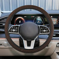 Elastic Stretch Steering Wheel Cover, Anti-Slip, 15inch, Coffee | Microfiber Odorless Breathable Ice Silk Car Steering Wheel Protector, Easy Carry, Warm in Winter & Cool in Summer