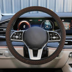 Elastic Stretch Steering Wheel Cover, Anti-Slip, 15inch, Coffee | Microfiber Odorless Breathable Ice Silk Car Steering Wheel Protector, Easy Carry, Warm in Winter & Cool in Summer