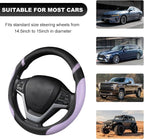 Car Steering Wheel Cover, 15 Inch Premium Leather Breathable Non-Slip Wheels Wrap, Universal Auto Comfortable Steering Wheel Protector for SUV Truck Van, Car Accessories (Purple)