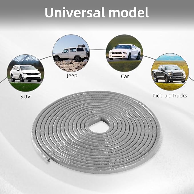 16.4Ft (5M) Car Door Edge Guard, No Glue Car Door Entry Guard Protective Strip, Rubber Edge Trim Car Door Protector, Applicable to Car, Truck, SUV and ATV, Car Exterior Accessories（Gray）
