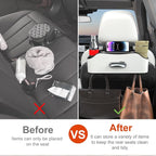 Back Seat Cup Holder for Car – Multifunctional Seat Back Organizer with Drink Holders, Tissue Box Storage & Hooks, Fits Headrest for Auto. (White)