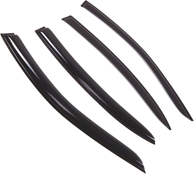 WD2-699 Dark Smoke 4 Pcs Set Window Visor (Outside Mount) Deflector Rain Guard Compatible with 2000-2004 Jaguar Jaguar S-Type