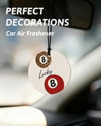 Funky Red Cheetah Orange Car Air Freshener 4 Pcs, Girly Leopard Star Lucky 8 Ball Round Hanging Air Freshener for Cars Closet Drawer Books, Red Cheetah Car Accessories Mirror Decor for Women