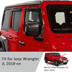 Voron Glass Tape-on Extra Durable Rain Guards for Jeep Wrangler JL 2018-2026/Jeep Gladiator 2020-2026, Window Deflectors, Vent Window Visors, 4 Pieces - 120103