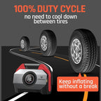 VORTEX S6 Tire Inflator Portable Air Compressor for Heavy-duty Vehicle, Cordless Air Pump for Car & Inflatables with 19200 mAh Battery, 100% Duty Cycle & Dual Cylinder Bike Pump, Red