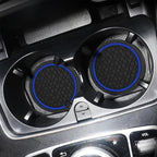 Mandark 4PCS Car Cup Holder Coasters, 2.75 Inch Non-Slip Insert Water Bottle Holder Pads, Dustproof Automotive Interior Accessories Mat, Universal for Vehicles, Trucks, RVs and More（Black/Blue）