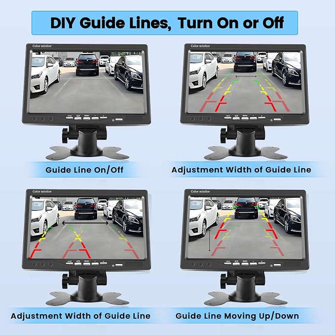 Vehicle Backup Camera 7" Monitor Kit | 18 IR Night Vision, Waterproof Rear View Camera, For RVs, Bus, Trailer, Truck, 65ft 4 Pins Aviation Extension Cable