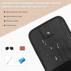 Car Sun Visor Organizer, PU Leather Multi-Pocket Visor Storage Pouch with Zipper, Auto Interior Document Holder Sunvisor Card Sleeve Pocket Organizer for Driving License Pen Key (Black)