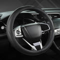 Microfiber Leather Car Steering Wheel Cover for Honda Accord Civic CR-V HR-V Pilot Fit Passport Odyssey,Sport Style,14.5-15 inch (Black-Standrad Size)