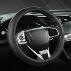 Microfiber Leather Car Steering Wheel Cover for Honda Accord Civic CR-V HR-V Pilot Fit Passport Odyssey,Sport Style,14.5-15 inch (Black-Standrad Size)