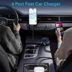 Multi 4 Ports Fast Car Charger Adapter 12V Auto Vehicle Plug - USB C & USB A Quick Charging - Cigarette Lighter Cell Phone Automobile Charger for iPhone 17 Pro Max Air 16e 16 15 14 13 12, Samsung S26