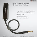6.35 1/4" TRS Ground Loop Isolator Hum Eliminator for Home Stereo System/Speaker/Micphone/Car Kit/Audio Player (Eliminate The Buzzing Noise) (6.35 TRS-HiFi Stereo with Cord)