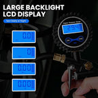 Digital Tire Gauge with Inflator & Deflator - LED Display & 0.1 PSI Resolution - Quick Release Valve & Heavy Duty Chuck - w/Adapter for Car, Truck, SUV, Motorcycle, RV, Balls