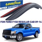 Goodyear Shatterproof Window Deflectors for Ford F150 2009-2014 Regular Cab, Tape-on Rain Guards, Window Visors, Vent Deflector, Vent Visor, Truck Accessories, 2 pcs - GY008940