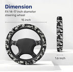 Black White Horror Steering Wheel Cover, Polyester Non-Slip Car Wheel Grip, Universal 15 Inch Auto Accessory