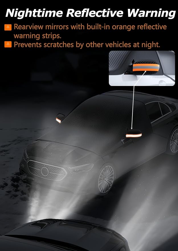 Windshield Snow Cover,Oxford Fabric Winter Frost Cover with Side Window and Rearview Mirror Protector, Extra Large Magnetic Frost Guard Windshield Cover for Most Cars,SUV,Sedan,Truck (Green)