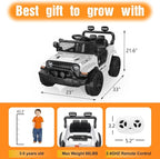 12V Ride on Toys with Parent Remote Control, Toddler Electric Car with Spring Suspension, LED Lights & Music Player - Safe Battery Car for Kids, Easy to Assemble, White