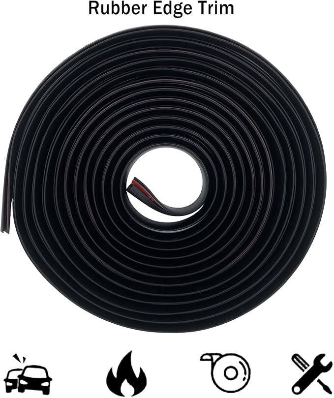 Rubber Edge Guard U Channel Trim Self Adhesive Metal Edge Protection Guard for Car Doors, Hatches, Lockers, Panels (20Ft, Black)