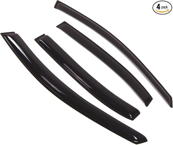 Outside Mount Window Vent Visors Rain Guards Compatible with Hyundai Sonata 2006-2010 | Side Window Wind Deflectors Rain Shields | Black Tinted, 4 Pcs Set, BGWV-259