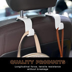 4PCS Car Seat Headrest Hook, Auto Back Seat Hanging Storage Organizer, Vehicle Seatback Hanger Holder for Purse Handbag Coat Umbrella, Universal Interior Car Accessories (White)
