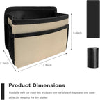 Car Trash Can, Foldable Multi-Pocket Design Auto Hanging Storage Container with Garbage Bags, Multifunctional Mini Oxford Storage Bag Garbage Holder for Cars SUVs Trucks (Beige)