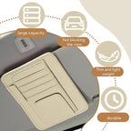 Car Sun Visor Organizer, Multifunctional Auto Visor Document Holder with Sunglasses Clip, Universal Car Interior Accessories Organizer for Drving License, Card, Pen (Beige)