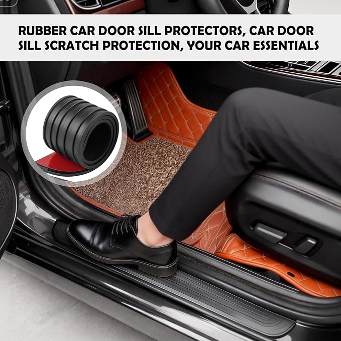 4PCS Car Door Edge Guards with 2.36" Width,Rubber Car Door Sill Protector for Doors Sills Anti-Scratch Protection,Universal Waterproof Doors Sill Protectors for Vehicles