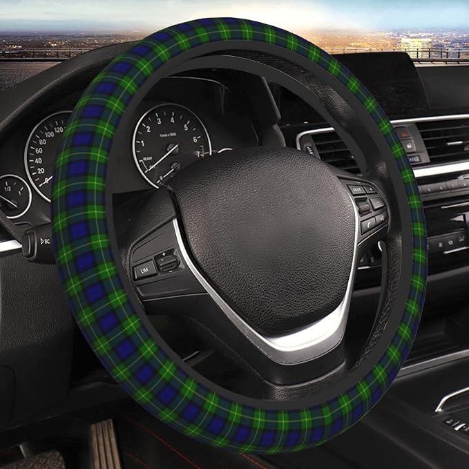 Thickened Elastic Steering Wheel Cover, Gordon Tartan Blue Green Plaid Ultra, Soft, Breathable, Fit for Cars, SUVs, Trucks, Stylish Comfortable Grip