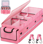 Car Trunk Organizer and Storage with Lid & Removable Cooler Bag, Car Accessories 6 Removable Dividers for Custom Space, Collapsible Trunk Organizers Interior for SUV & Sedan, Large