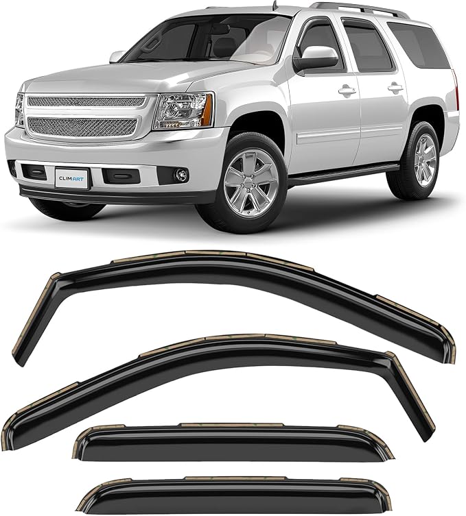 in-Channel Incredibly Durable Rain Guards for Chevrolet (Chevy) Suburban 1500 2007-2014/Suburban 2500 2007-2013, Original Window Deflectors, Vent Window Visors, Vent Deflector, 4 pcs.- 607180