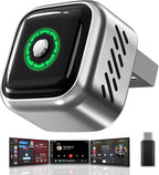 2026 Upgraded Wireless CarPlay Adapter with Buttons for Privacy Call & Two-Phone Fast Switch, Aluminum Cooling, Dual-Band WiFi, Mini Cable-Free, Compatible with Apple iPhone & Android Auto, Gray